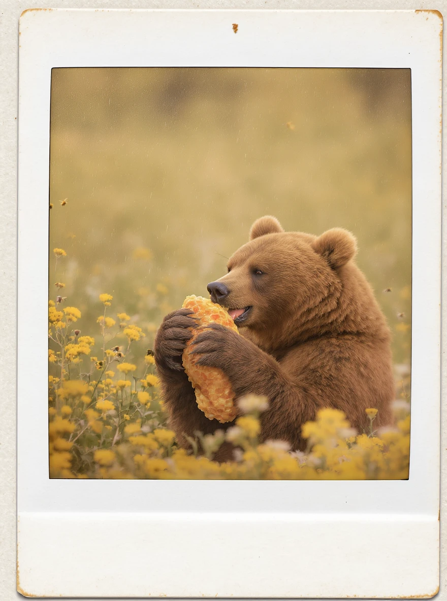 bear eating honeycomb with bees flying around emoji