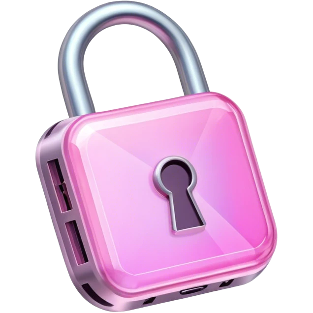 Holographic and glassmorphic pink lock emoji