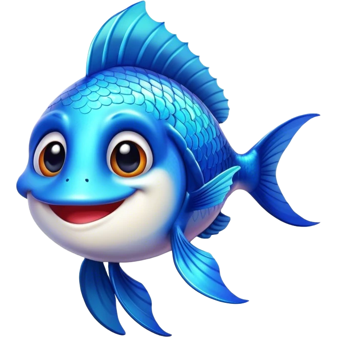 Happy fish looking straight at camera smiling and flapping fins emoji