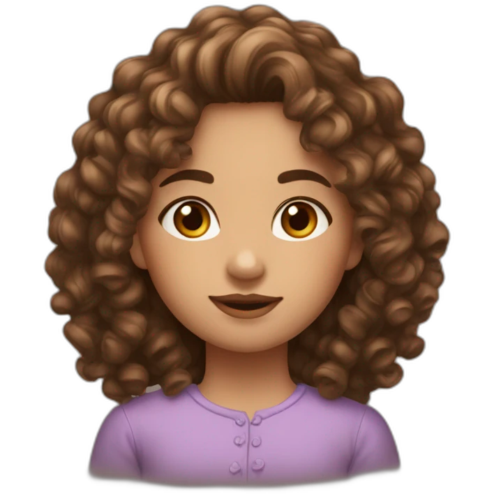 face of midle easten curly tenage girl with medium brown hair in top emoji