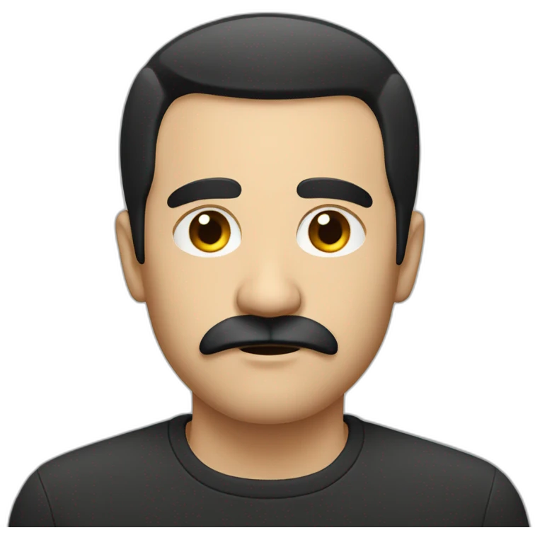 Serious man with small german moustache and short straight black hair emoji