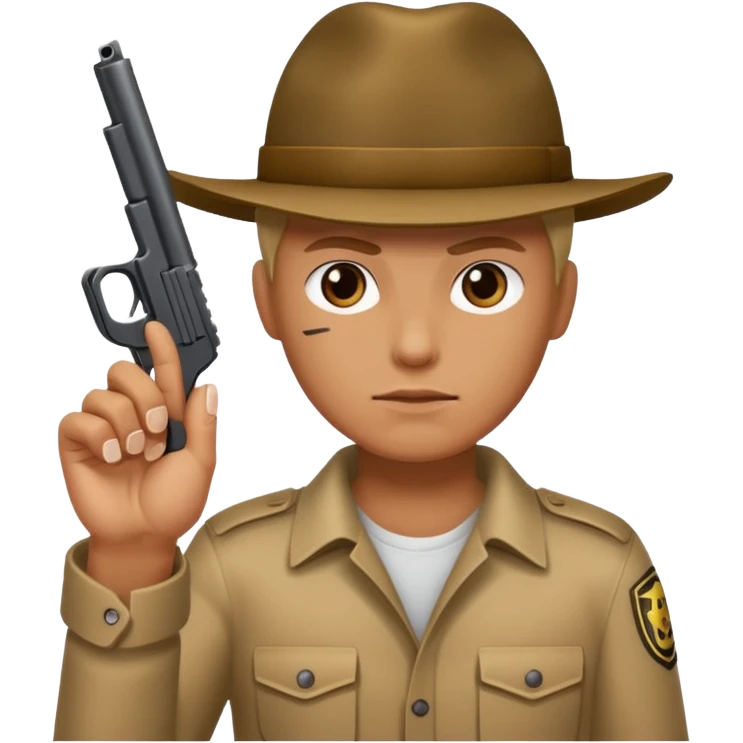 A person sticking up the middle finger while holding a gun emoji