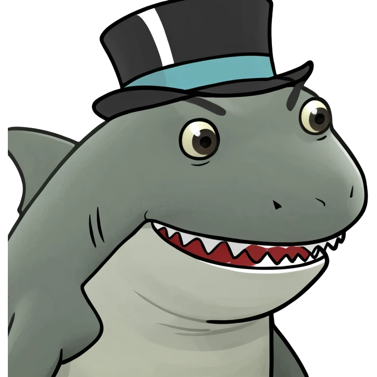 Shark with a top hat emoji