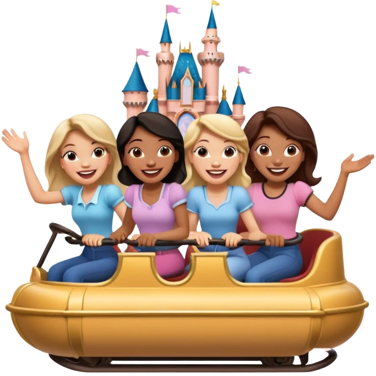 quatro chicas montadas en una atraccion de Disney paris emoji
