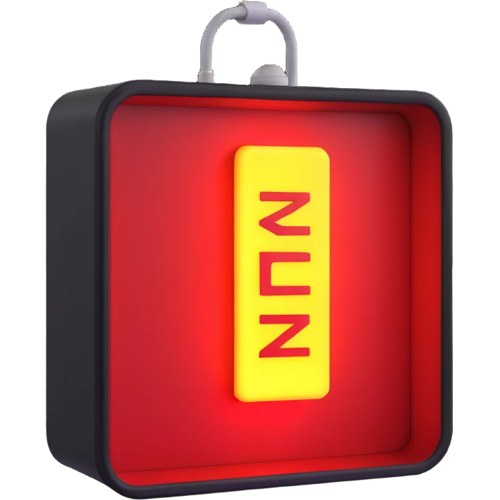 emergency light box with word "emergency -->" emoji