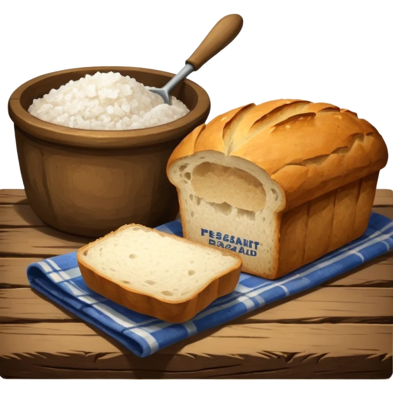  salt cellar and a loaf of peasant bread - still life composition emoji