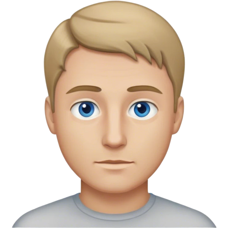 man, dark blonde thin hair, without parting of hair, blue-grey eyes emoji