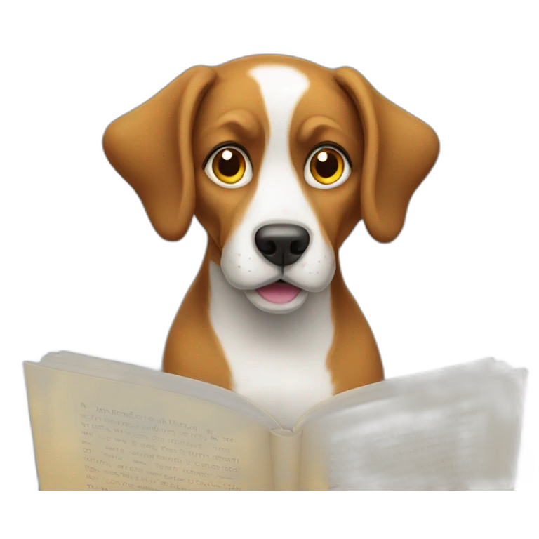 A dog reading emoji