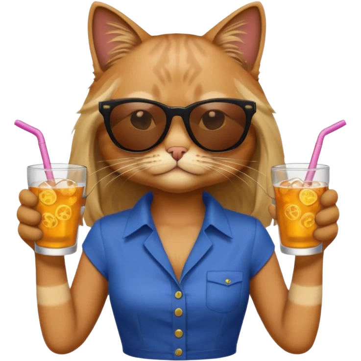 cat long  in drink holders with sunglasses dikkine dress emoji