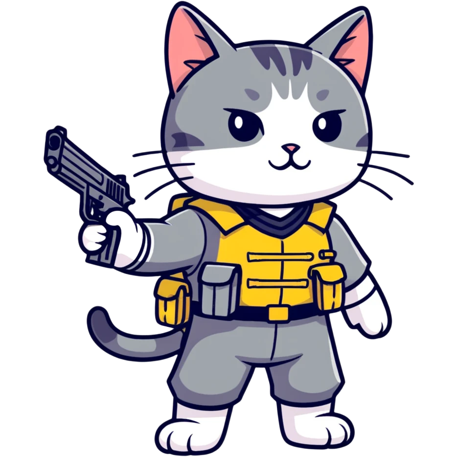 A cat with a gun serving in the ZSU emoji
