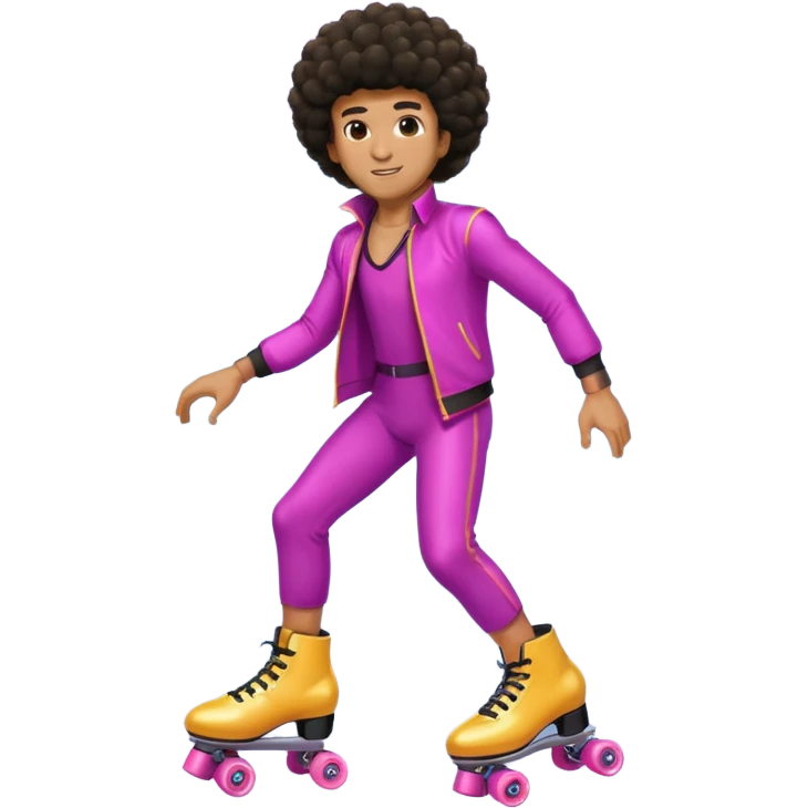 man afro hair disco clothe and roller skate emoji
