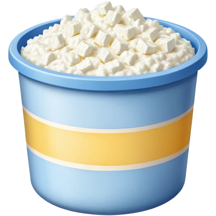 Cottage cheese in a container with a white stripe at top and bottom emoji