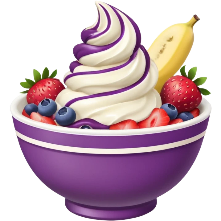 acai soft serve in a bowl with fruit emoji