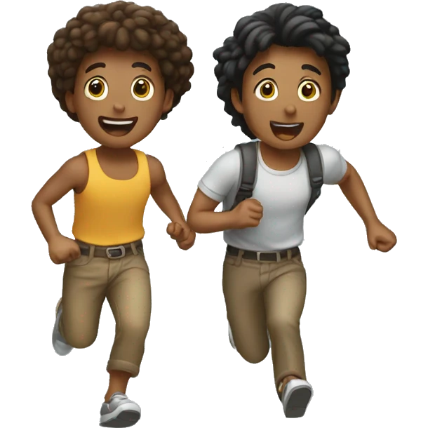 two friends escaping emoji