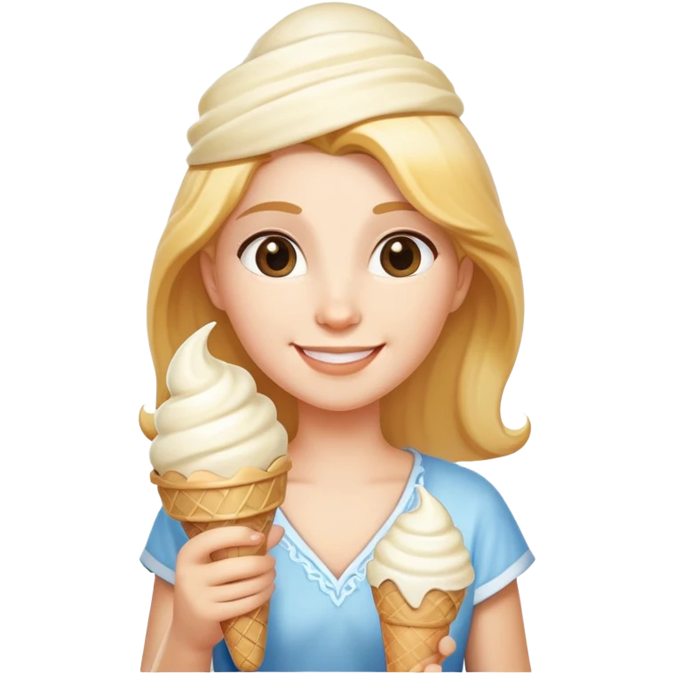 smiling Athena with white ice cream cone emoji