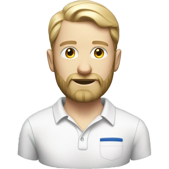  a pale man with beard and a comb over wearing a polo t shirt emoji