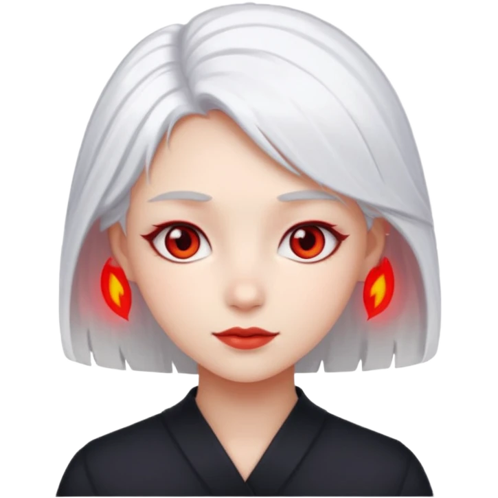 a girl with white hair and bright red eyes emoji