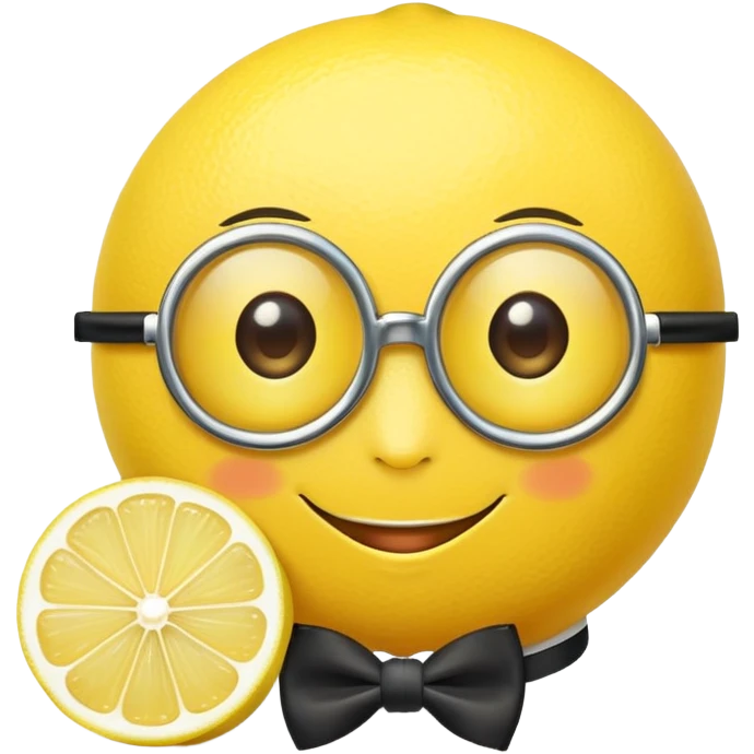 lemon with a face, monocle, and bow tie emoji