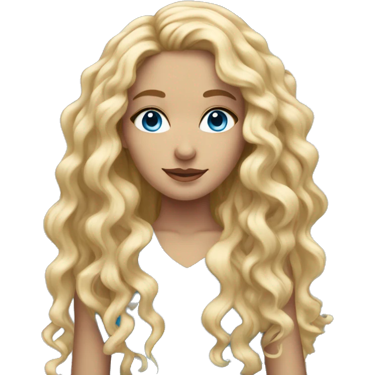 beautiful girl with long curly blonde hair and blue eyes emoji