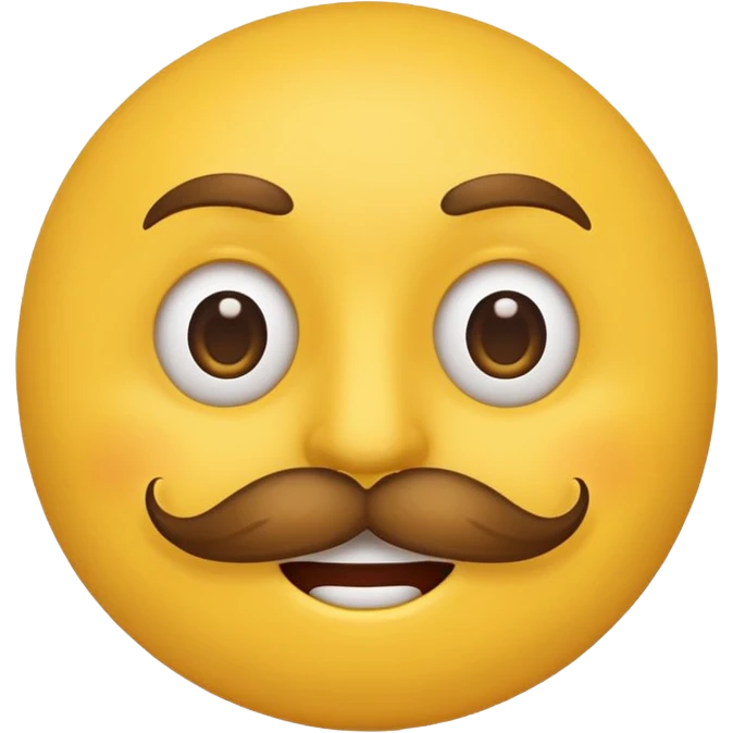 Mustache on a normal  yellow smiley with no dimple and more masculine expression  and regular eyes  emoji