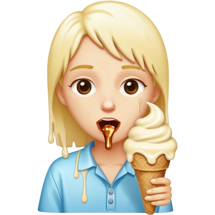 Lou eating an ice cream emoji