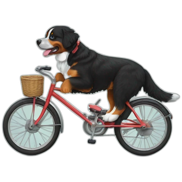 Bernese mountain dog on a bike emoji