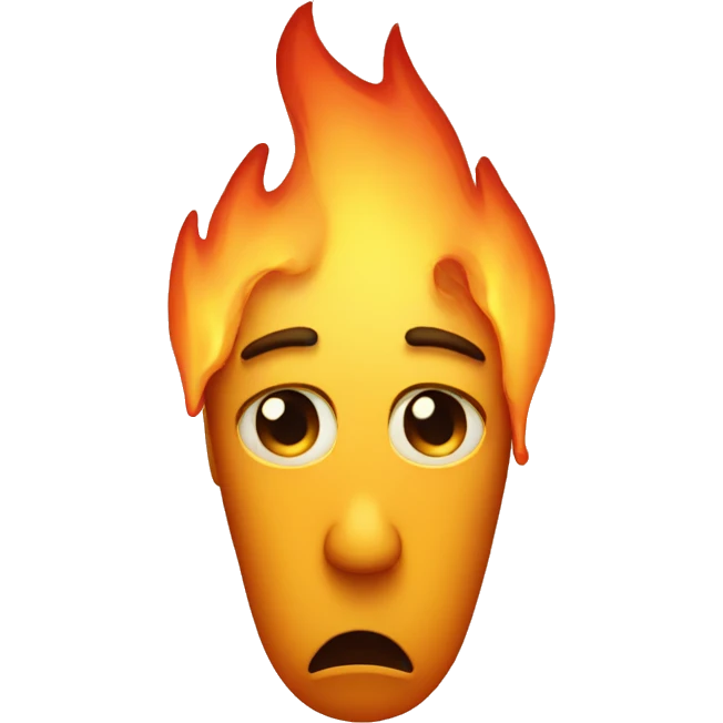 sad face fire emoji