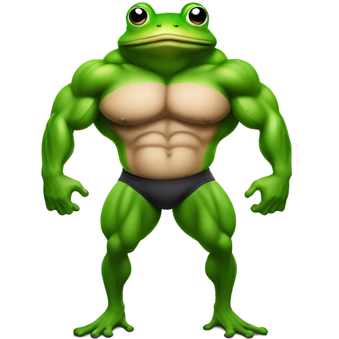 Bodybuilding frog emoji