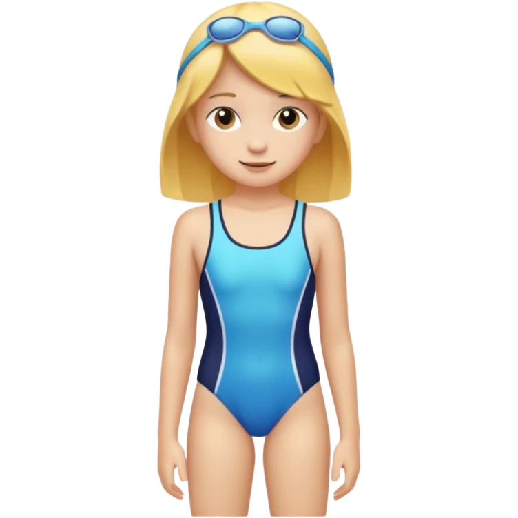 a 12 year old girl in a swim suit, with mountain background emoji