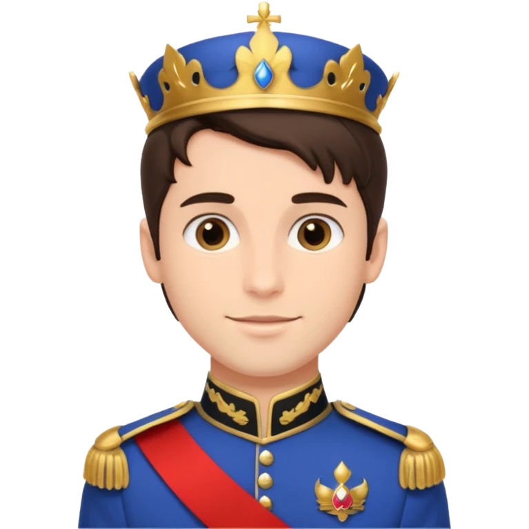 handsome brunette male prince with royal uniform emoji