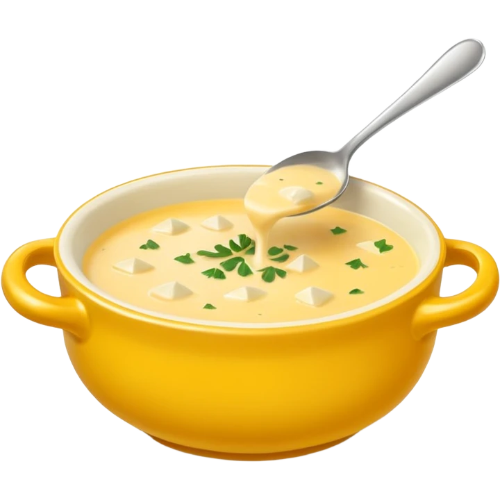 cheese soup with garlic, in yellow bowl emoji