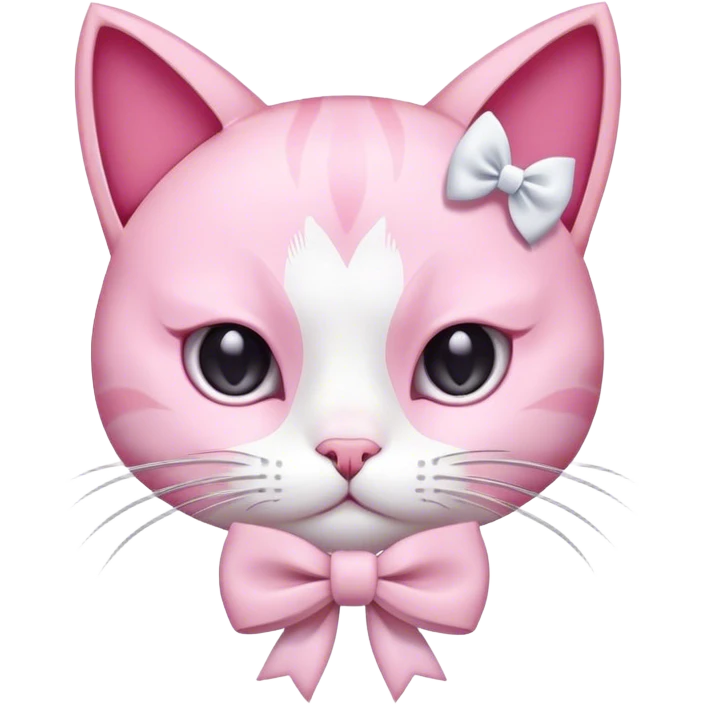 Pink cat with a white bow emoji