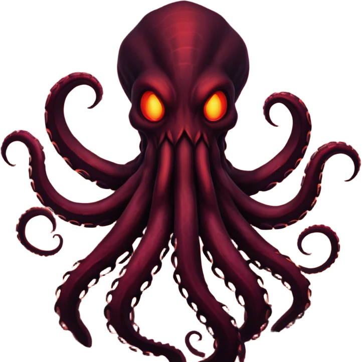 Dark tentacle monster silhouette on a dramatic red sky. emoji