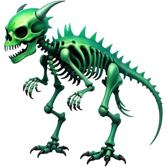 A black and green gradient epic shiny cool edgy skeletal animal-monster-creature, full body emoji
