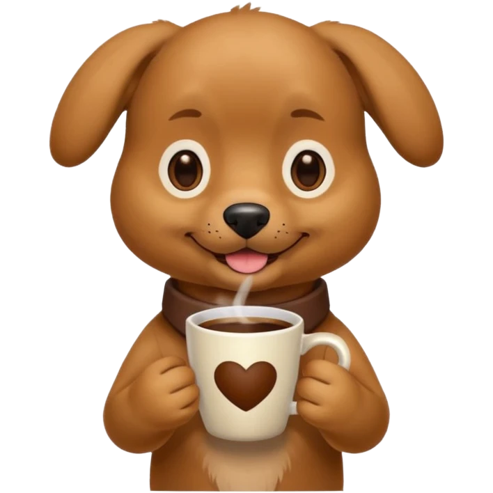 Dog with a cup of coffee emoji