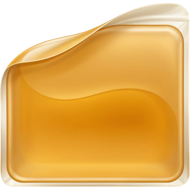 2 to 3 gelatin sheets, slightly curved and overlapping, fine grid pattern, thin, glossy, pale golden, realistic transparency, no packaging, simple and clear emoji