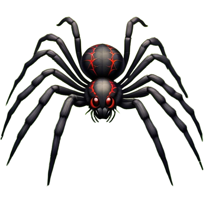 Huge spider sitting on grass with flowers, surrounded by a lush meadow. Detailed legs and body, with soft natural lighting enhancing its texture. Calm, serene background with vibrant greenery and a clear sky. Transparent background. emoji