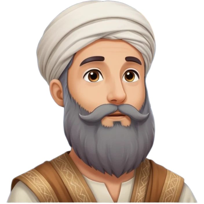 Middle Eastern sage with long beard stroking his beard while looking up at stars emoji