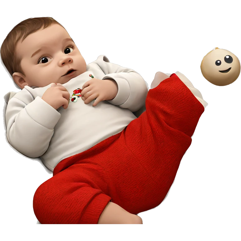 child lying under christmas tree emoji
