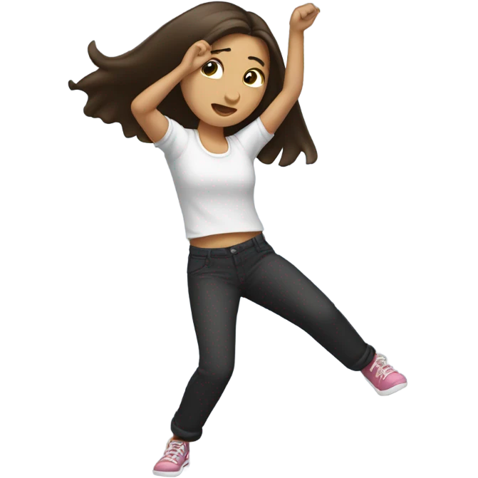 brunette girl dabbing emoji