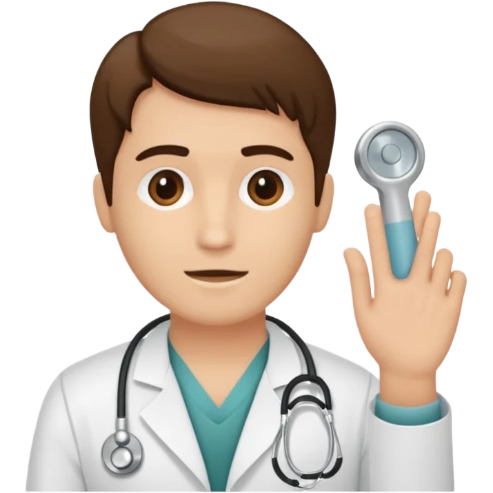 Radiografía de mano sostenida por un médico sin estetoscopio bata blanca  piel clara cabello café obscuro hombre emoji