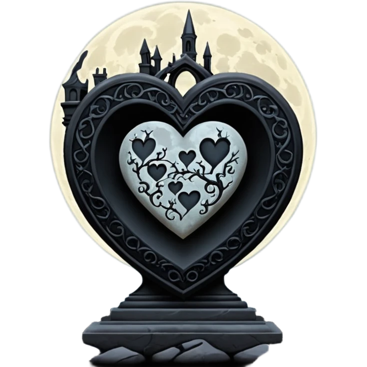 gothic heart with a moonlit graveyard emoji