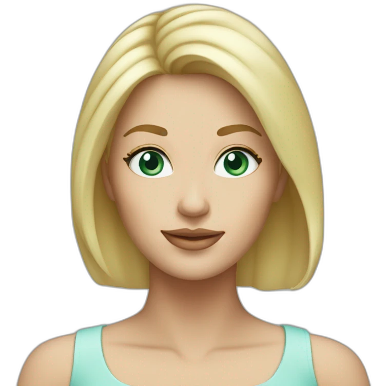 46 year old white female blonde hair with green-blue eyes emoji