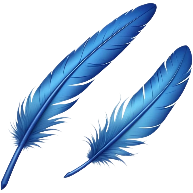 Realistic blue feather emoji