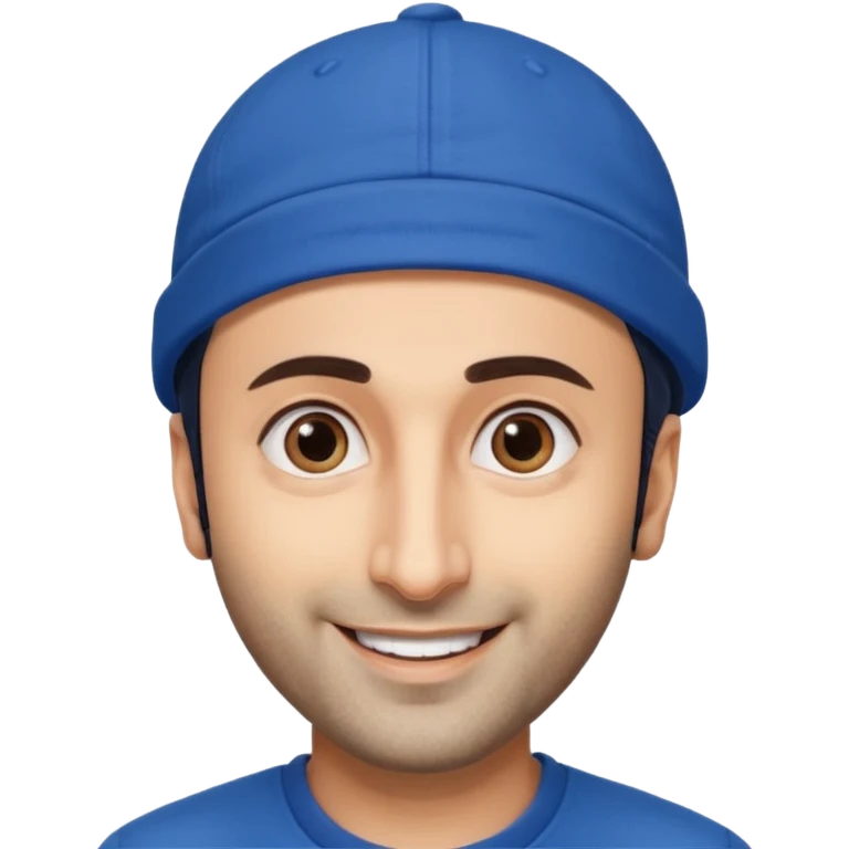 generate a pretty bratz emoji of ranbir kapoor wearing a blue cap emoji
