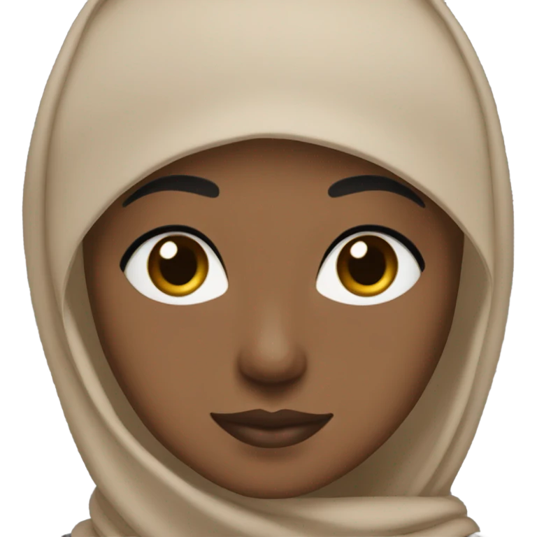 Skin tone light brown, a black hijab, and brown eyes and black eyelashes  emoji