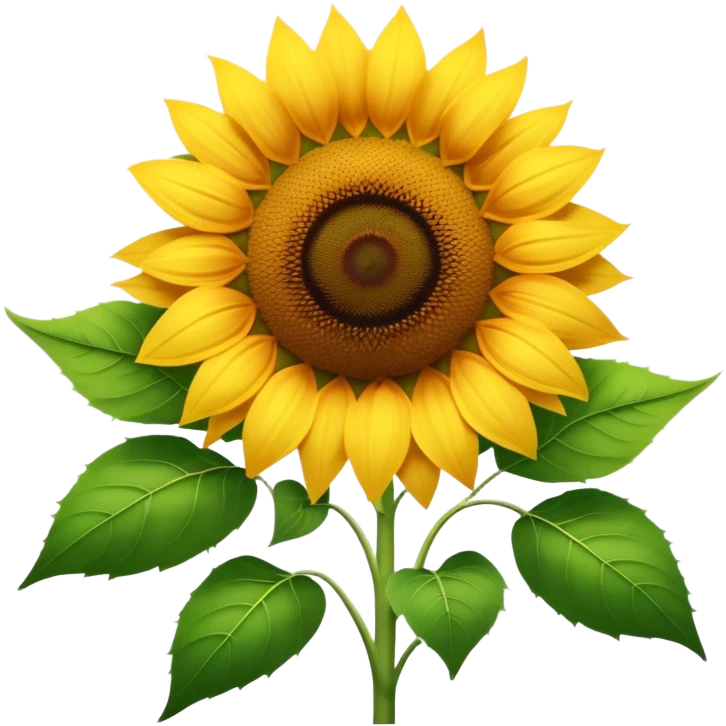 Cinematic Realistic Sunflower Emoji, Tall and bright, with a large, golden-yellow blossom facing the sun, its broad, textured petals surrounding a dark center. The sturdy green stalks and leaves frame the vibrant flower, while a gentle breeze causes the petals to sway. Soft glowing outline, capturing the essence of sunshine and warmth in a cheerful, towering sunflower! emoji