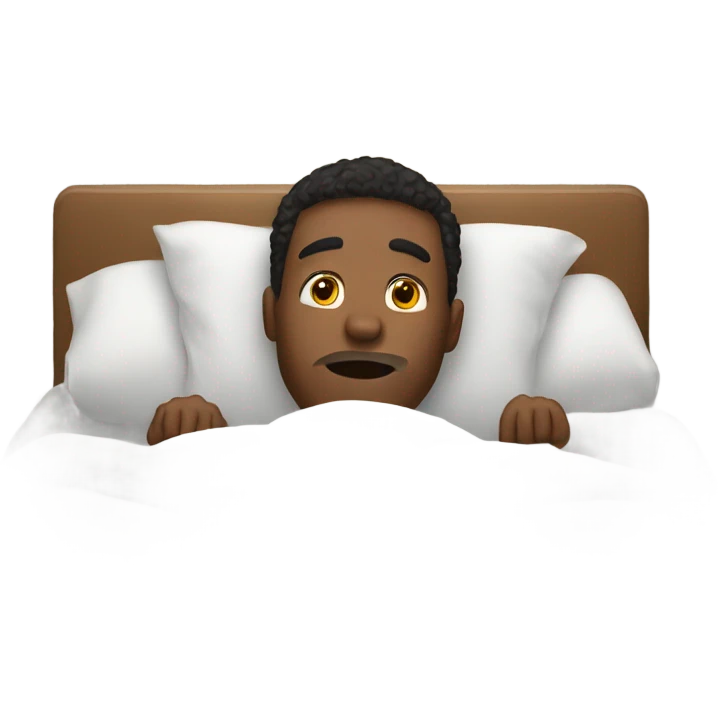 Guy laying down in bed lookin to the ceiling emoji