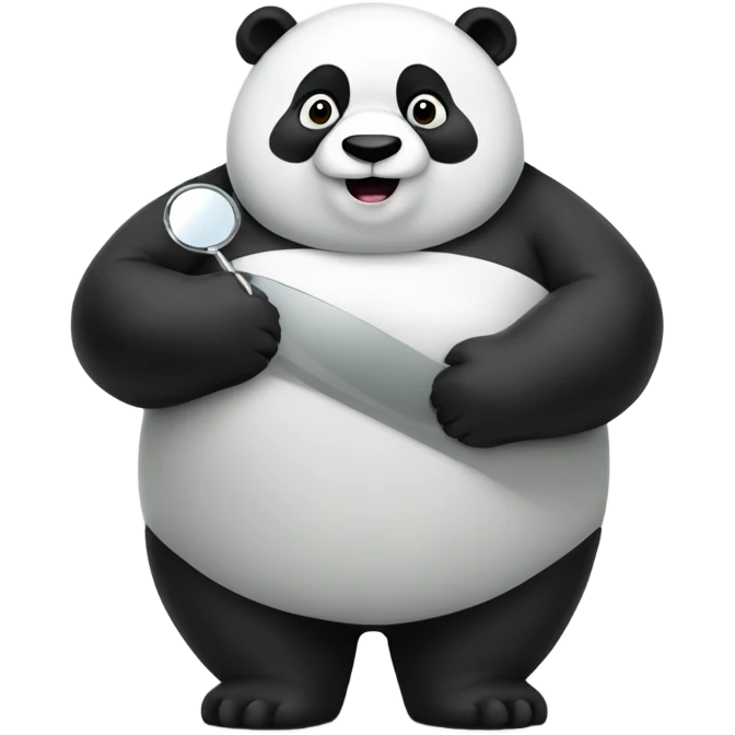 A fat panda holding a mirror emoji