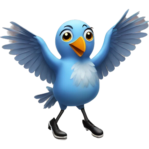 Bird with tap dance shoes emoji